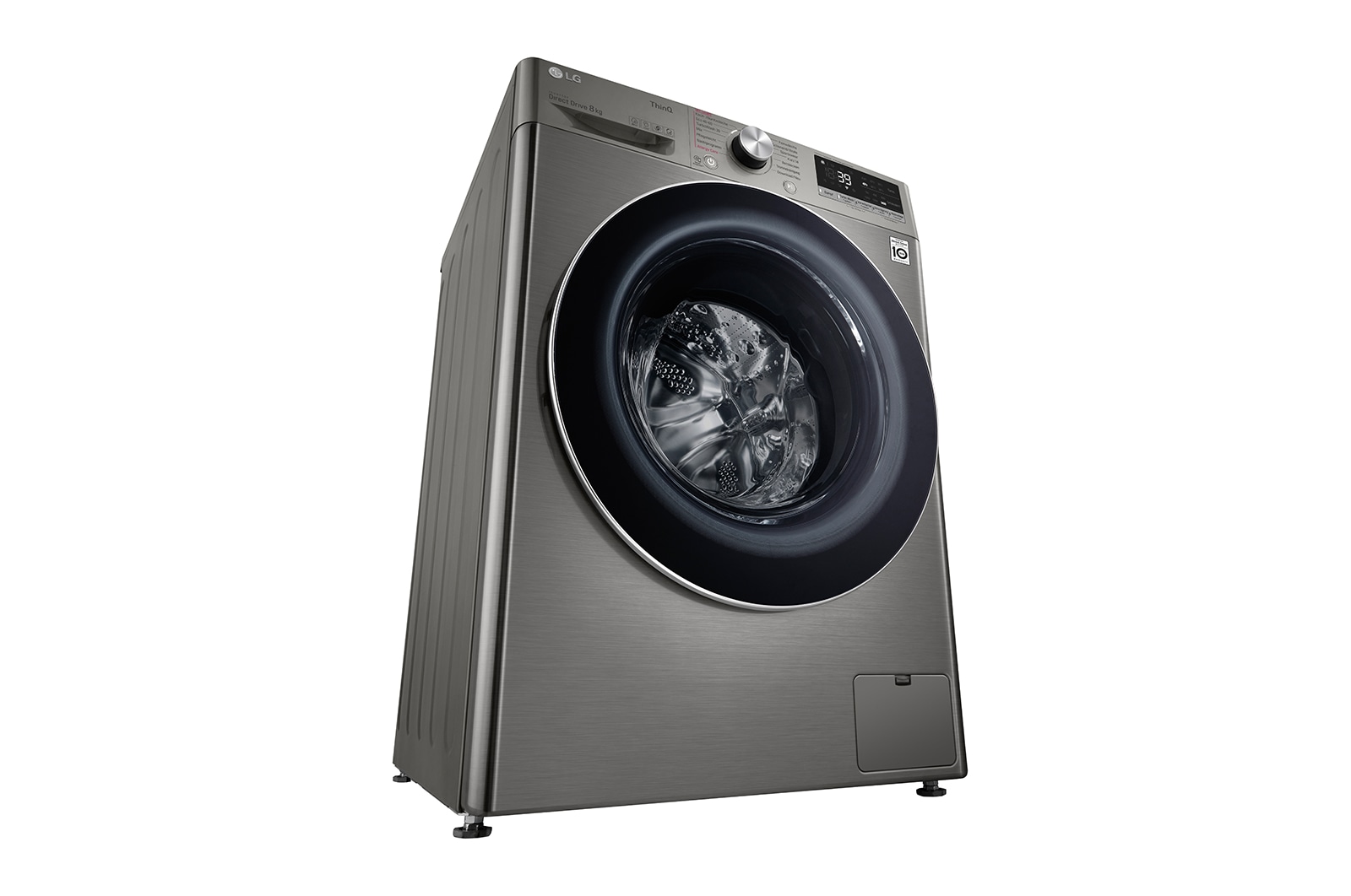 LG Waschmaschine mit 8 kg Kapazität | Energieeffizienzklasse A | 1.400 U./Min. | Platinum Silver mit Chrom-Bullaugenring | V708P2PA, V708P2PA