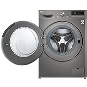 LG Waschmaschine mit 8 kg Kapazität | Energieeffizienzklasse A | 1.400 U./Min. | Platinum Silver mit Chrom-Bullaugenring | V708P2PA, V708P2PA