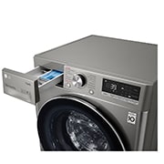 LG Waschmaschine mit 8 kg Kapazität | Energieeffizienzklasse A | 1.400 U./Min. | Platinum Silver mit Chrom-Bullaugenring | V708P2PA, V708P2PA