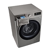 LG Waschmaschine mit 8 kg Kapazität | Energieeffizienzklasse A | 1.400 U./Min. | Platinum Silver mit Chrom-Bullaugenring | V708P2PA, V708P2PA