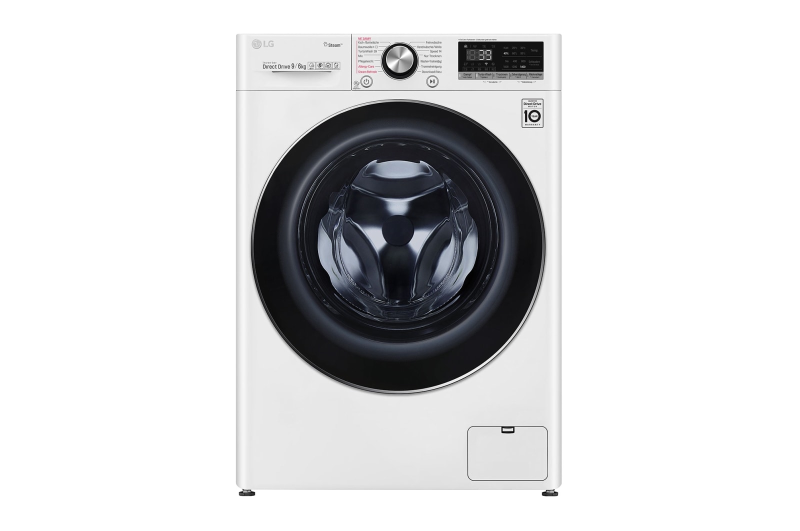 Vorderseite von Waschtrockner | 9kg Waschen/ 6kg Trocknen | AI Direct Drive™ | Steam&#43;™ | TurboWash 360° V9WD96H2