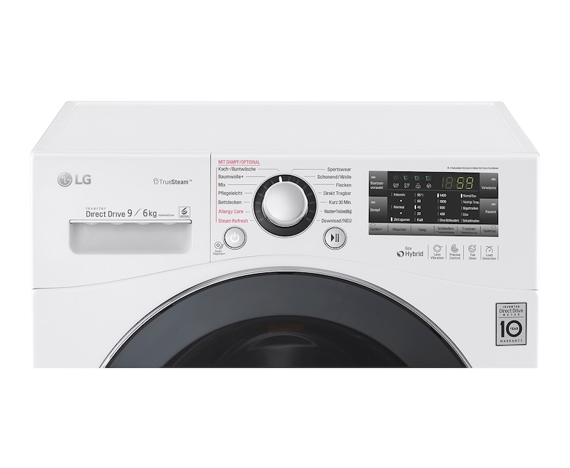 LG Waschtrockner mit ECO Hybrid System, NFC und 6 Motion DirectDrive™. 9 Kg Waschen / 6 kg Trocknen., F14A8FDH2NH