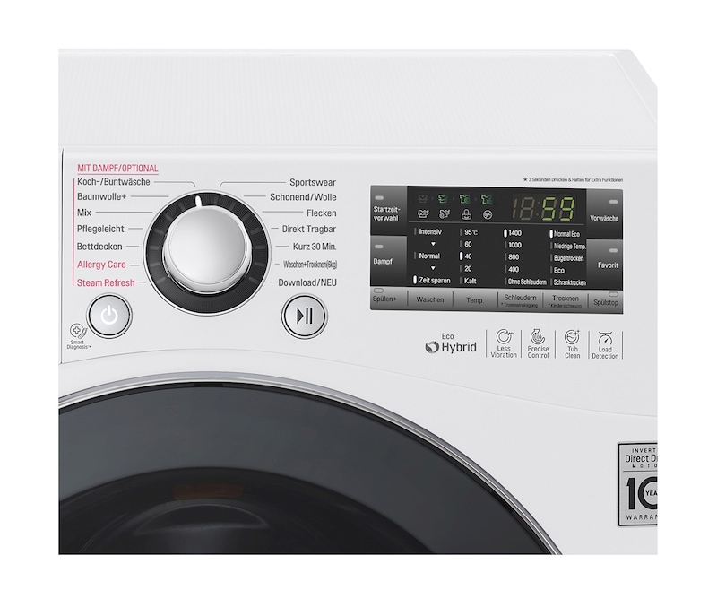LG Waschtrockner mit ECO Hybrid System, NFC und 6 Motion DirectDrive™. 9 Kg Waschen / 6 kg Trocknen., F14A8FDH2NH