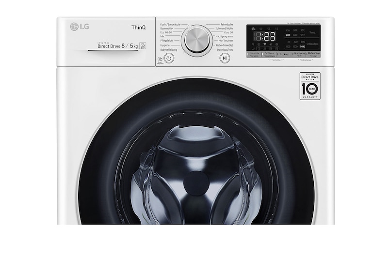 LG Waschtrockner mit 1.400 U./Min. | Energieeffizienzklasse E | 8 kg Waschen | 6 kg Trocknen | Weiß mit weißem Bullaugenring | F14WD86TN1B, F14WD86TN1B