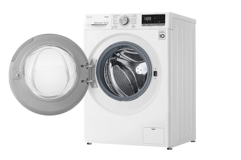 LG Waschtrockner mit 1.400 U./Min. | Energieeffizienzklasse E | 8 kg Waschen | 6 kg Trocknen | Weiß mit weißem Bullaugenring | F14WD86TN1B, F14WD86TN1B