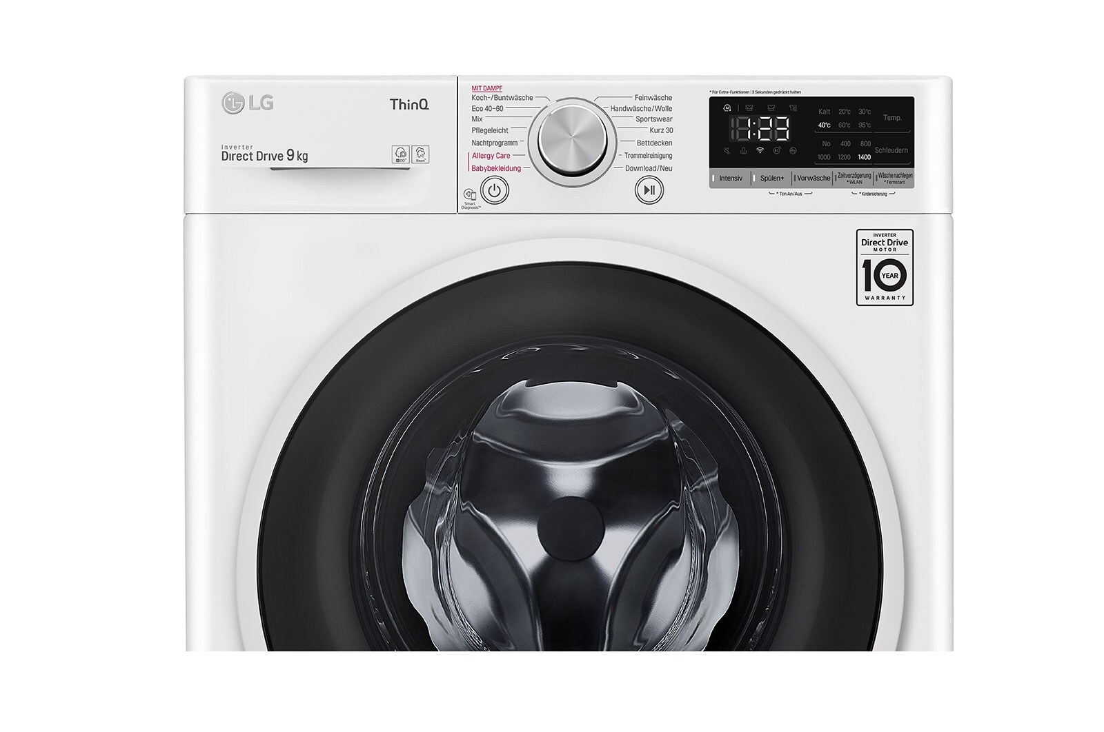 LG Waschmaschine | 9 kg | 1400 U/Min| AI DD™ | Steam | Neue Wohlfühl-Trommel | ThinQ®, F4VT4W9KG