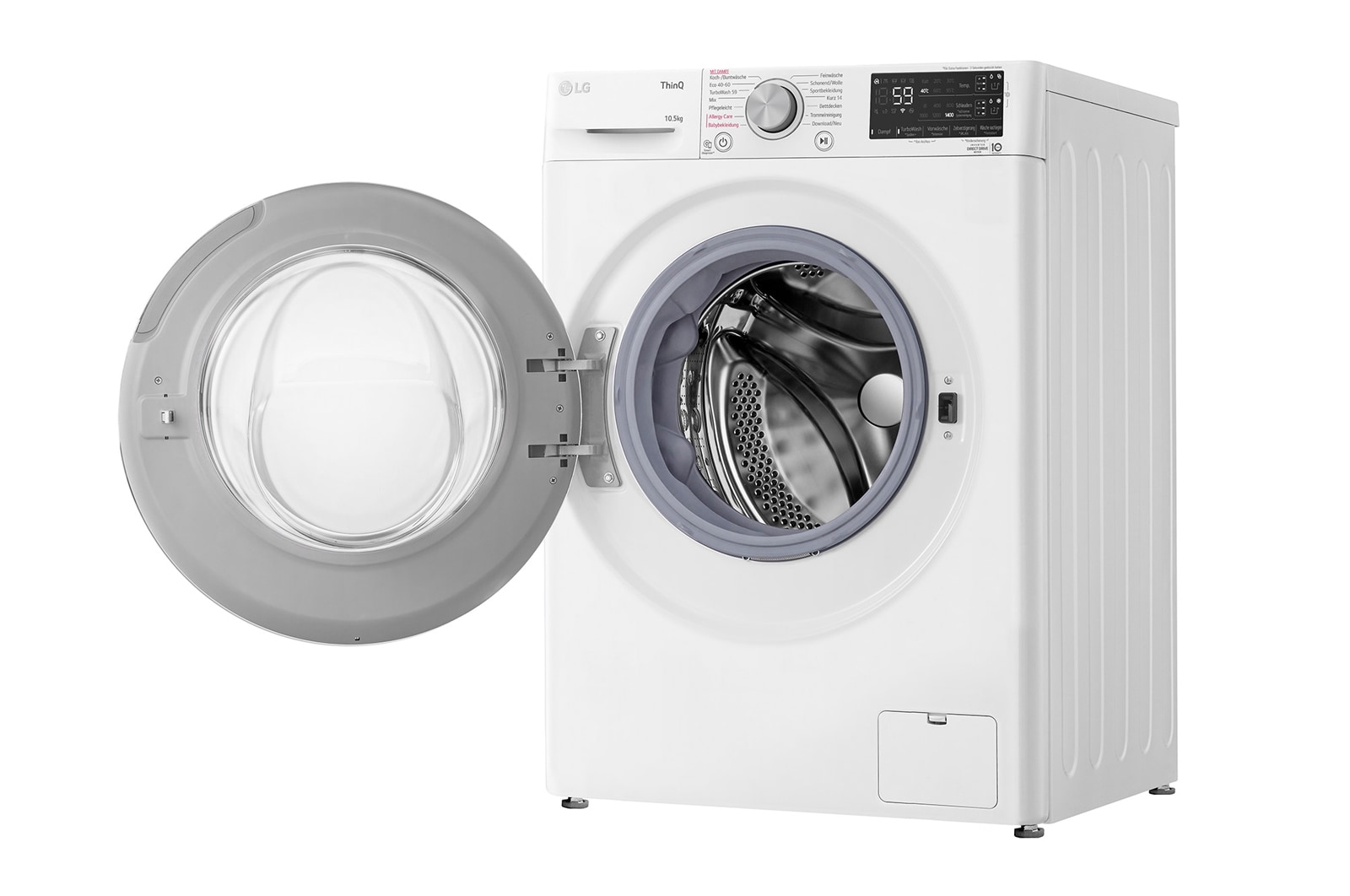 LG Waschmaschine mit 10,5 kg Kapazität | Energieeffizienzklasse A | 1.400 U./Min. | Weiß | F4WV75X1, F4WV75X1