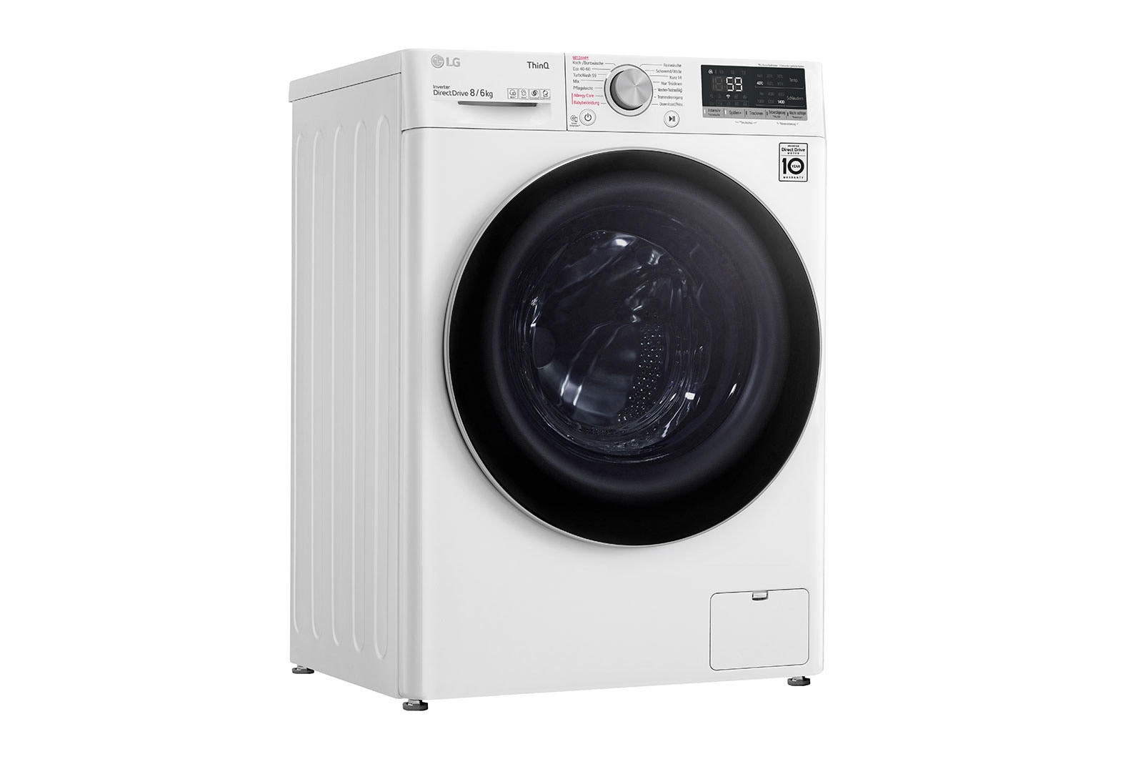 LG Waschtrockner mit 1.400 U./Min. | Energieeffizienzklasse E | 8 kg Waschen | 6 kg Trocknen |  Weiß mit silbernem Bullaugenring  | V4WD86S1B, V4WD86S1B
