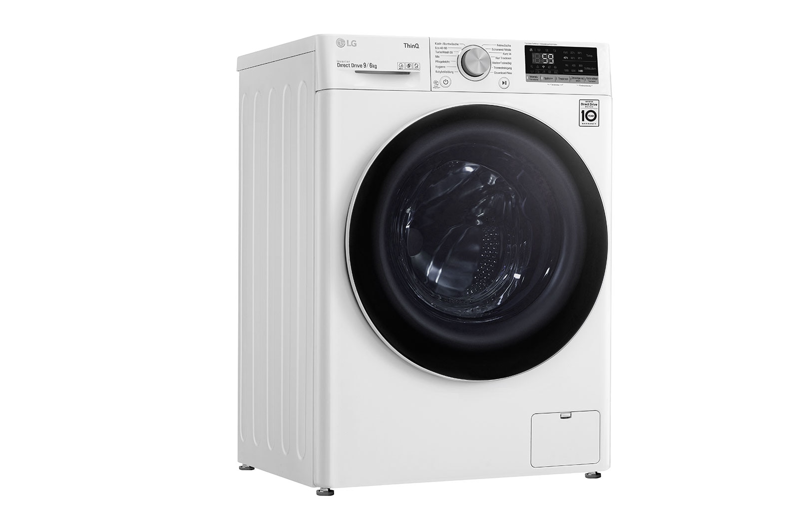 LG Waschtrockner mit 1.400 U./Min. | 9 kg Waschen | 6 kg Trocknen | Weiß mit weißem Bullaugenring | V5WD96TW0, V5WD96TW0