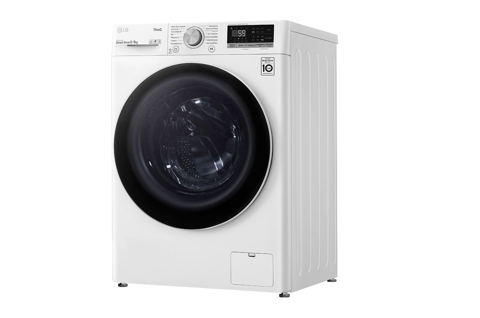 LG Waschtrockner mit 1.400 U./Min. | 9 kg Waschen | 6 kg Trocknen | Weiß mit weißem Bullaugenring | V5WD96TW0, V5WD96TW0