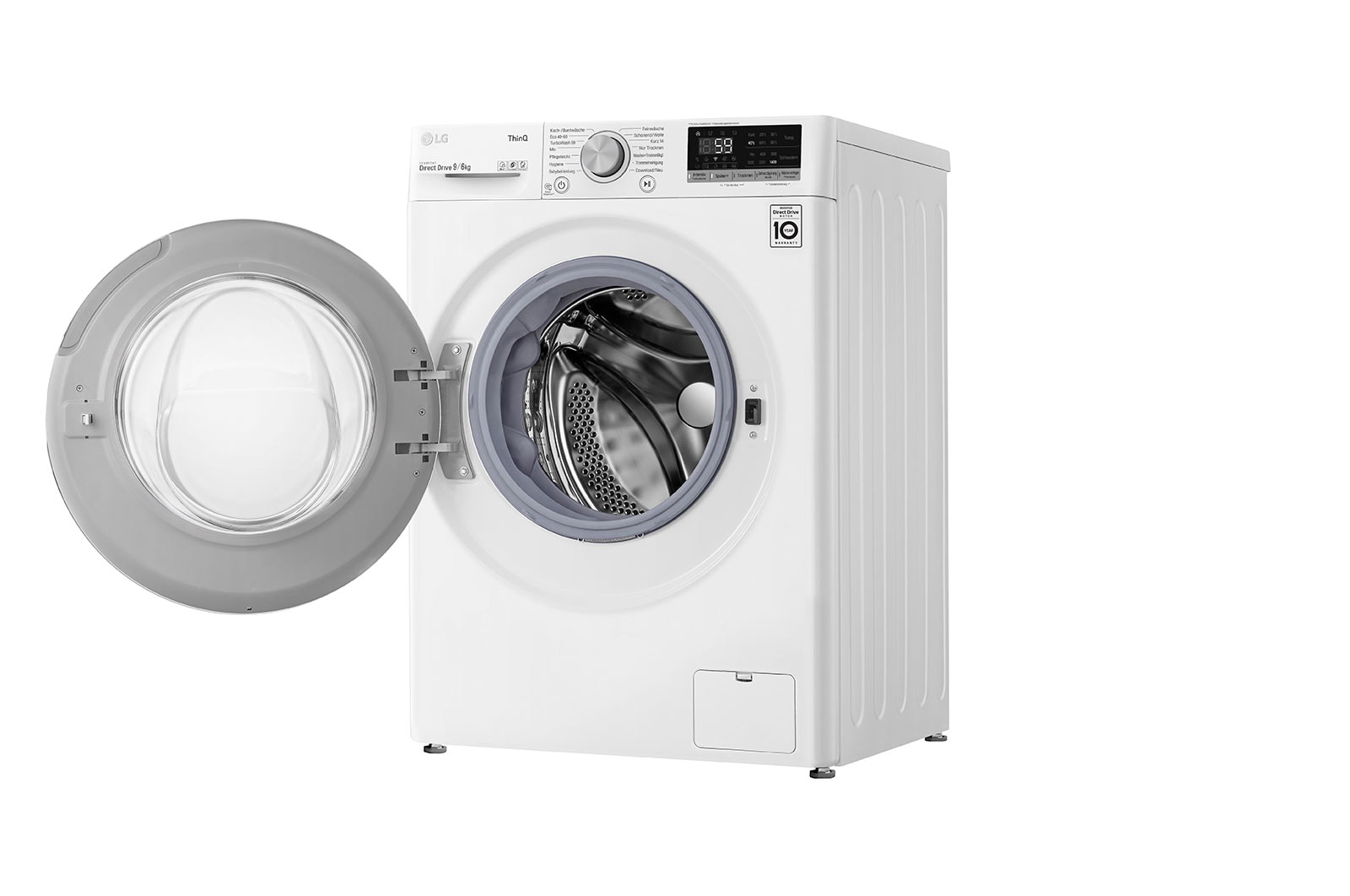 LG Waschtrockner mit 1.400 U./Min. | 9 kg Waschen | 6 kg Trocknen | Weiß mit weißem Bullaugenring | V5WD96TW0, V5WD96TW0