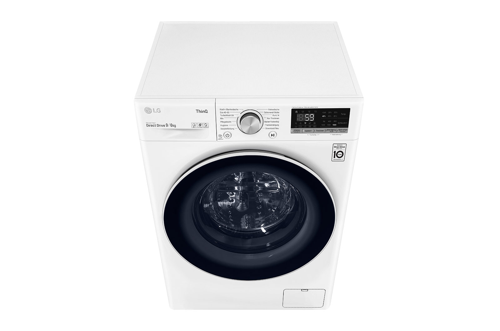 LG Waschtrockner mit 1.400 U./Min. | 9 kg Waschen | 6 kg Trocknen | Weiß mit weißem Bullaugenring | V5WD96TW0, V5WD96TW0