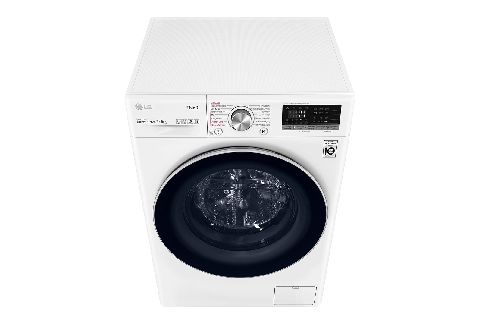 LG Waschtrockner Weiß (9 kg / 6 kg, 1.400 U./Min.) mit AI DD®, Steam & TurboWash® 360° | V7WD906A, V7WD906A