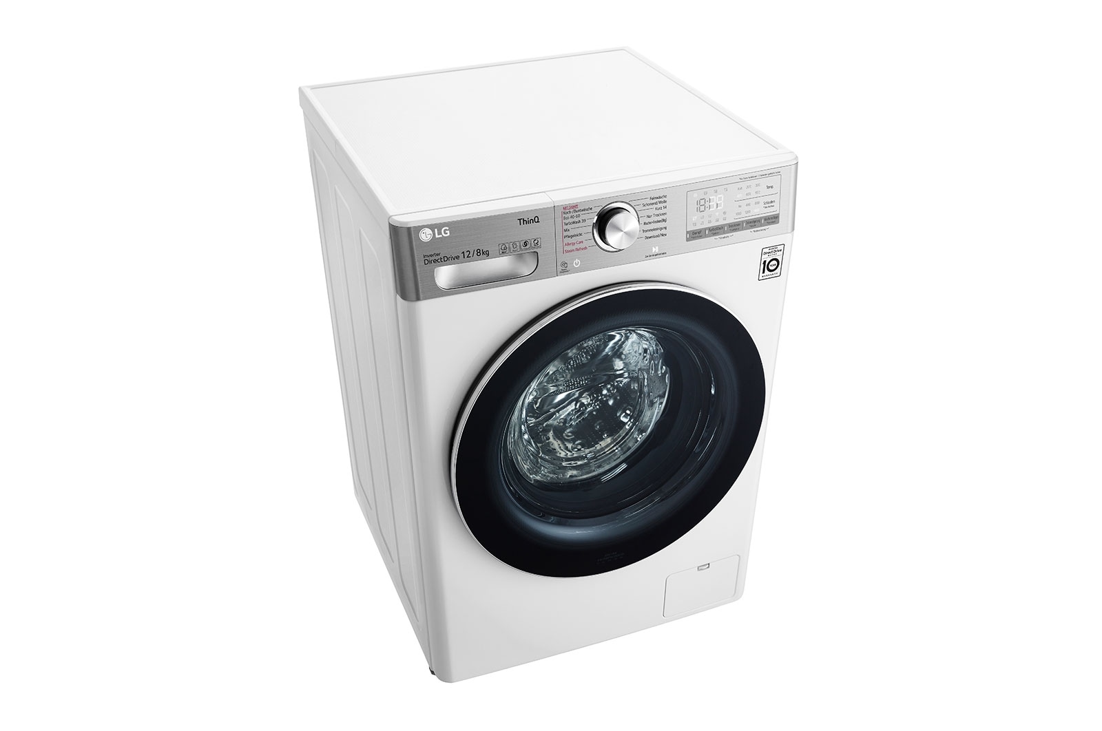 LG Waschtrockner mit 1400 U/Min. | 12 kg Waschen | 8 kg Trocknen | Weiß mit Chrome Bullaugenring | V9WD128H2, V9WD128H2