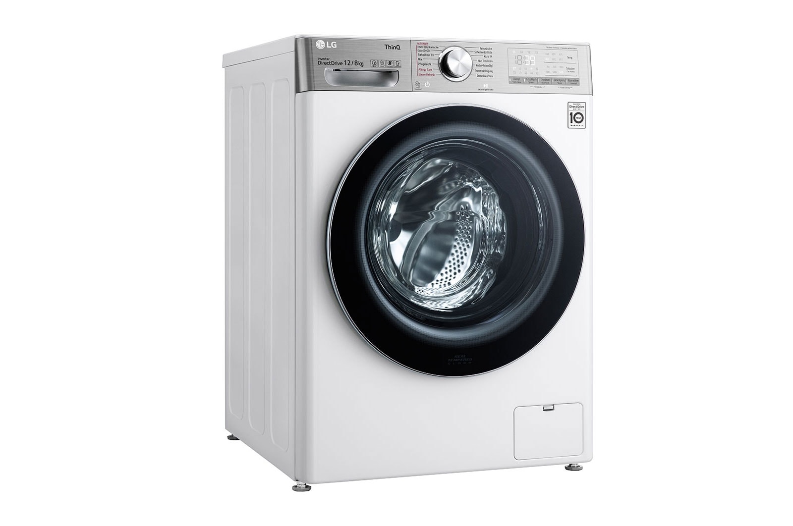 LG Waschtrockner mit 1400 U/Min. | 12 kg Waschen | 8 kg Trocknen | Weiß mit Chrome Bullaugenring | V9WD128H2, V9WD128H2