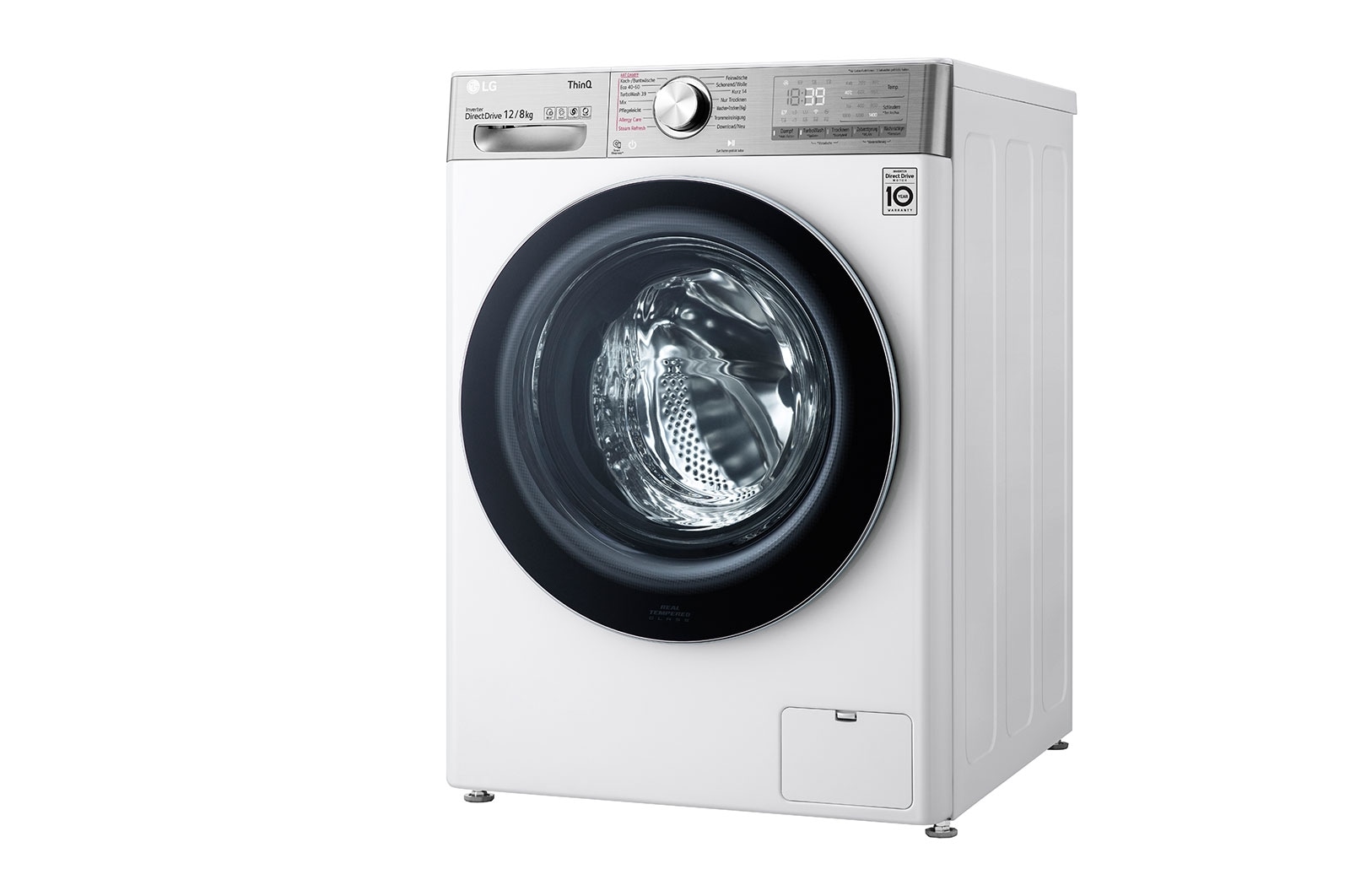 LG Waschtrockner mit 1400 U/Min. | 12 kg Waschen | 8 kg Trocknen | Weiß mit Chrome Bullaugenring | V9WD128H2, V9WD128H2