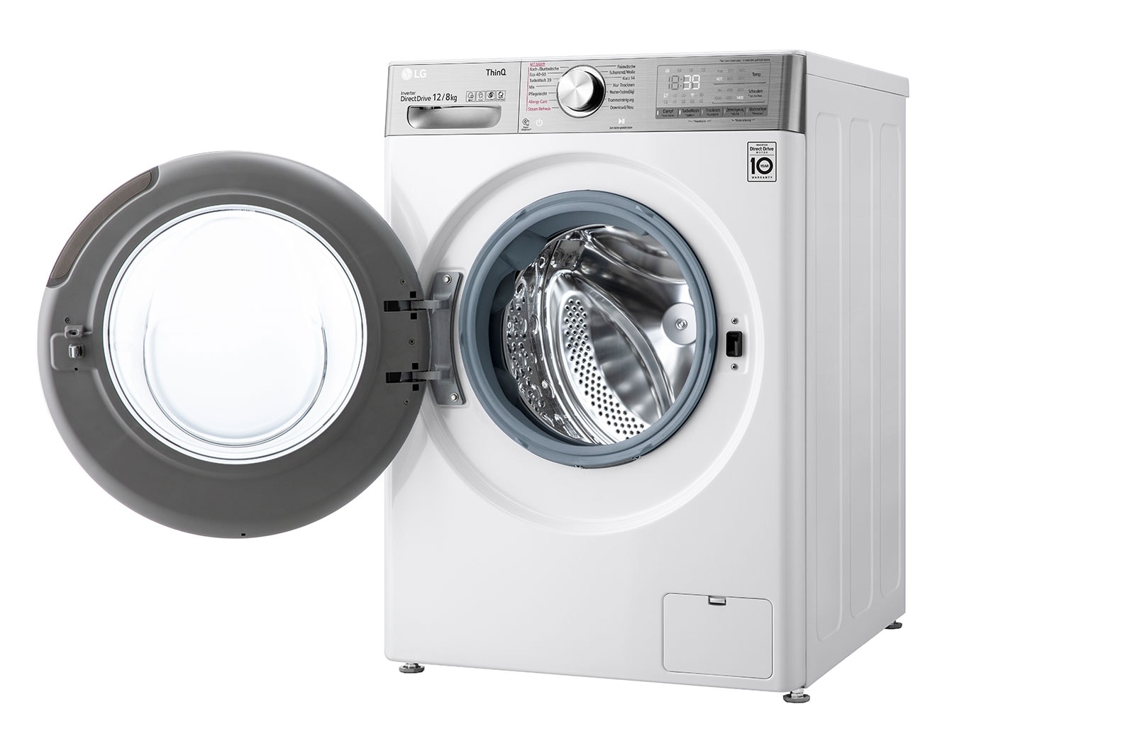 LG Waschtrockner mit 1400 U/Min. | 12 kg Waschen | 8 kg Trocknen | Weiß mit Chrome Bullaugenring | V9WD128H2, V9WD128H2