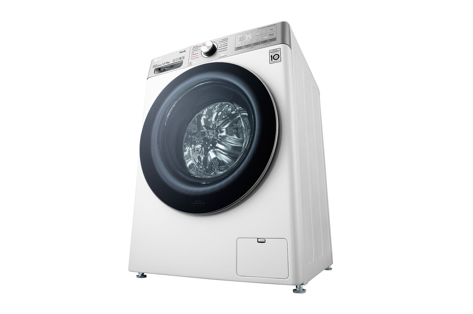 LG Waschtrockner mit 1400 U/Min. | 12 kg Waschen | 8 kg Trocknen | Weiß mit Chrome Bullaugenring | V9WD128H2, V9WD128H2