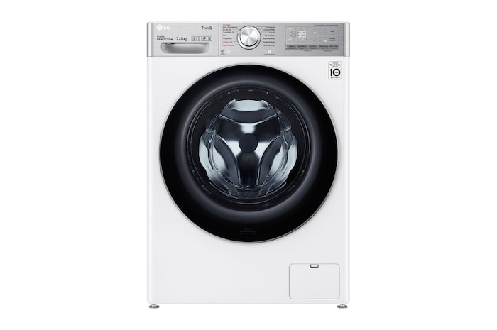 LG Waschtrockner Weiß (EEK E/A, 12 kg / 8 kg, 1.360 U./Min.) mit Steam & TurboWash® 360° | V9WD128H2, V9WD128H2
