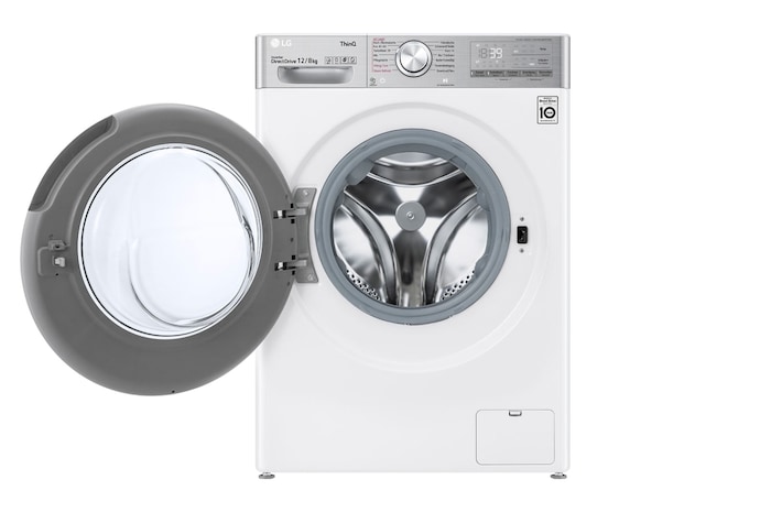 LG Waschtrockner Weiß (EEK E/A, 12 kg / 8 kg, 1.360 U./Min.) mit Steam & TurboWash® 360° | V9WD128H2, V9WD128H2