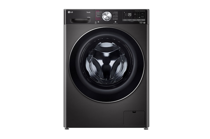 Vorderseite von Waschtrockner Schwarz (EEK E/A, 12 kg / 8 kg, 1.360 U./Min.) mit Steam & TurboWash® 360° | V9WD128H2B V9WD128H2B