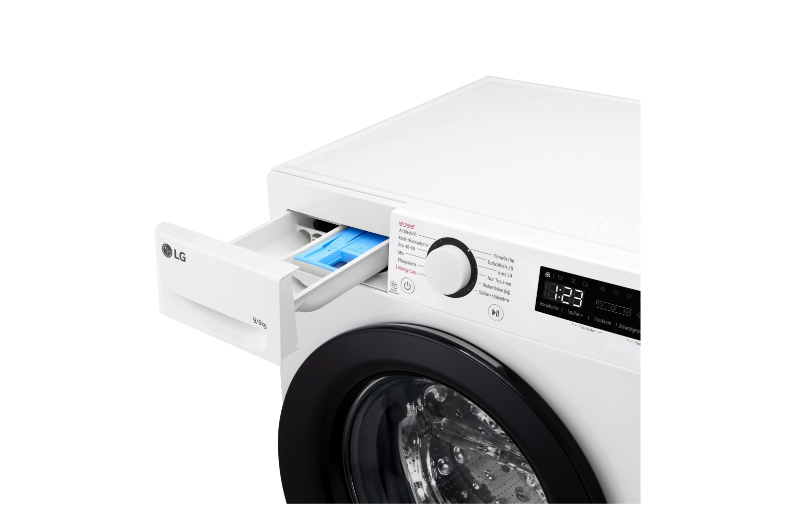 LG  Waschtrockner Weiß (D/A, 9 kg / 6 kg, 1.360 U./Min.) mit Steam & TurboWash® 360° | W4WR70961, W4WR42966