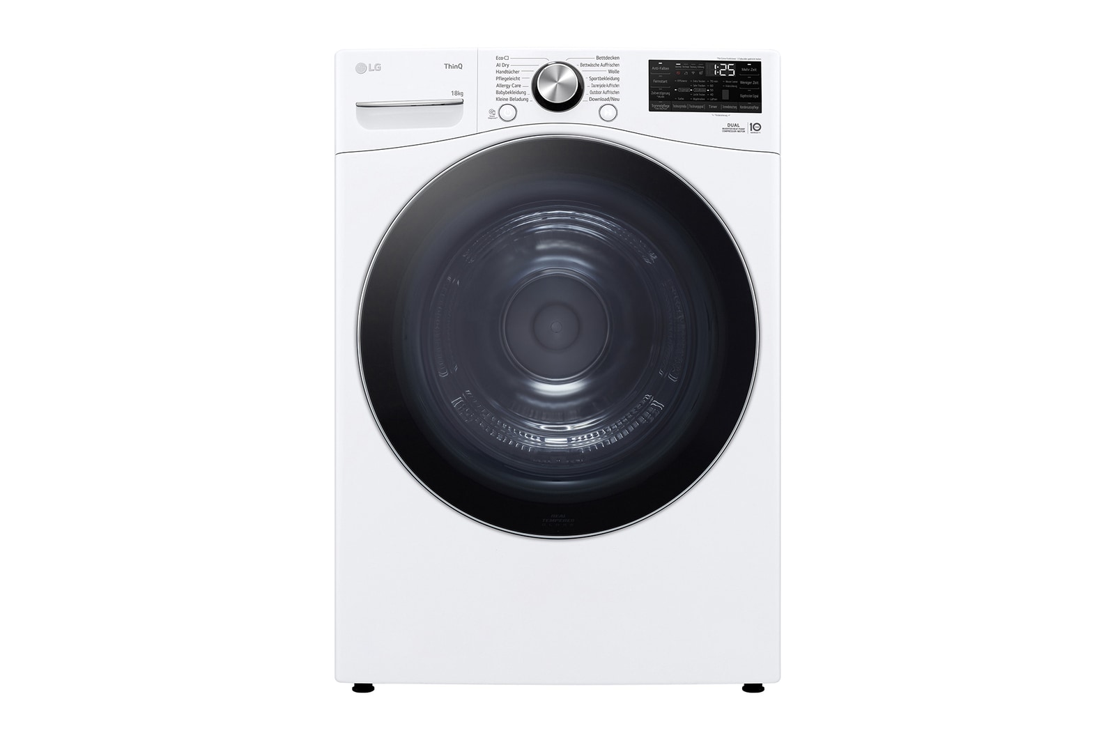 Vorderseite von Trockner Weiß (A+++, 18 kg) mit AI Dry, Dual Inverter Wärmepumpentechnologie & selbstreinigendem Kondensator I RT18VT