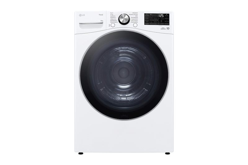 Vorderseite von Trockner Weiß (EEK D, 18 kg) mit AI Dry, Dual Inverter Wärmepumpentechnologie & selbstreinigendem Kondensator I RT18VT RT18VT