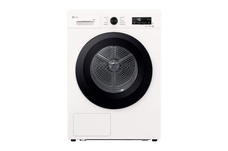 Vorderseite von Trockner Weiß (EEK C, 9 kg) mit Dual Inverter Wärmepumpentechnologie & selbstreinigendem Kondensator I RT90B3C RT90B3C