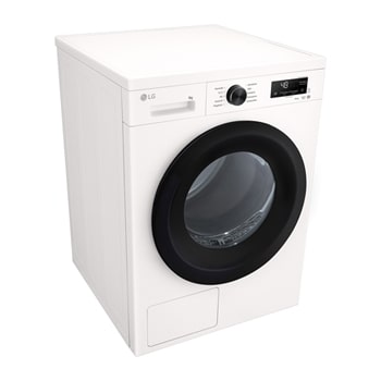 Eine Nahaufnahme des AI DUAL Inverter-Kompressors des LG Trockners RT90X8C, die seine fortschrittliche Wärmepumpentechnologie hervorhebt, mit Energieeffizienzklasse B.