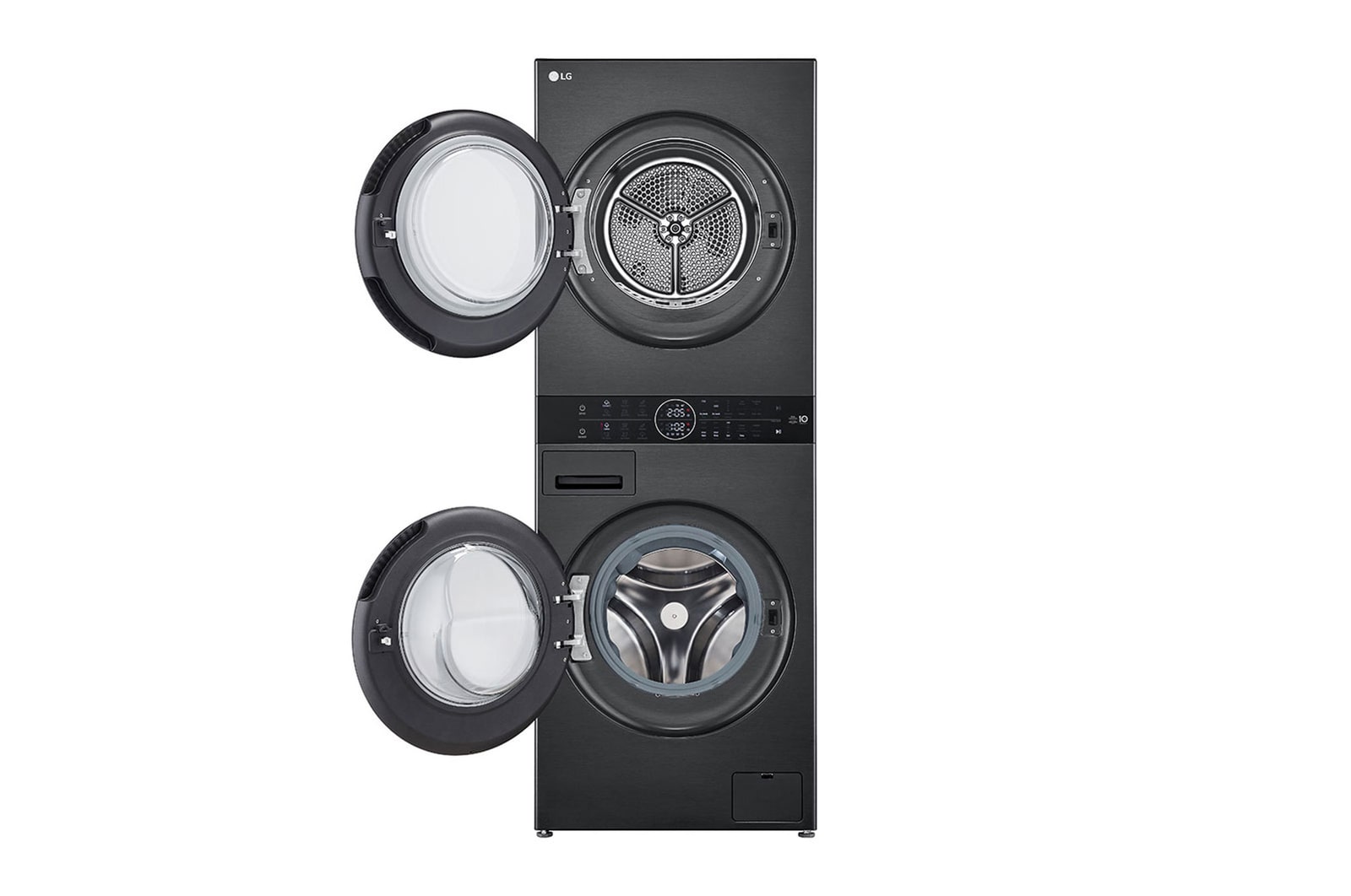 LG WashTower Schwarz (Waschmaschine: EEK A, 12kg, 1350 U./Min.; Trockner: EEK C, 10kg) Waschmaschine & Trockner in einem Gerät I WT1210BBF, WT1210BBF