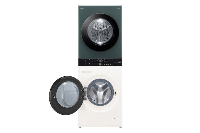 LG WashTower Weiß/Grün (Waschmaschine: EEK A, 12kg, 1350 U./Min.; Trockner: EEK C, 10kg) Waschmaschine & Trockner in einem Gerät I WT1210EGF, WT1210EGF