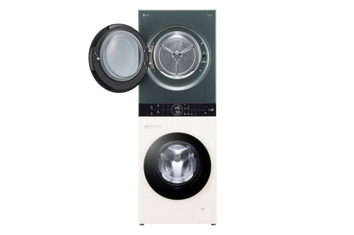 LG WashTower Weiß/Grün (Waschmaschine: EEK A, 12kg, 1350 U./Min.; Trockner: EEK C, 10kg) Waschmaschine & Trockner in einem Gerät I WT1210EGF, WT1210EGF