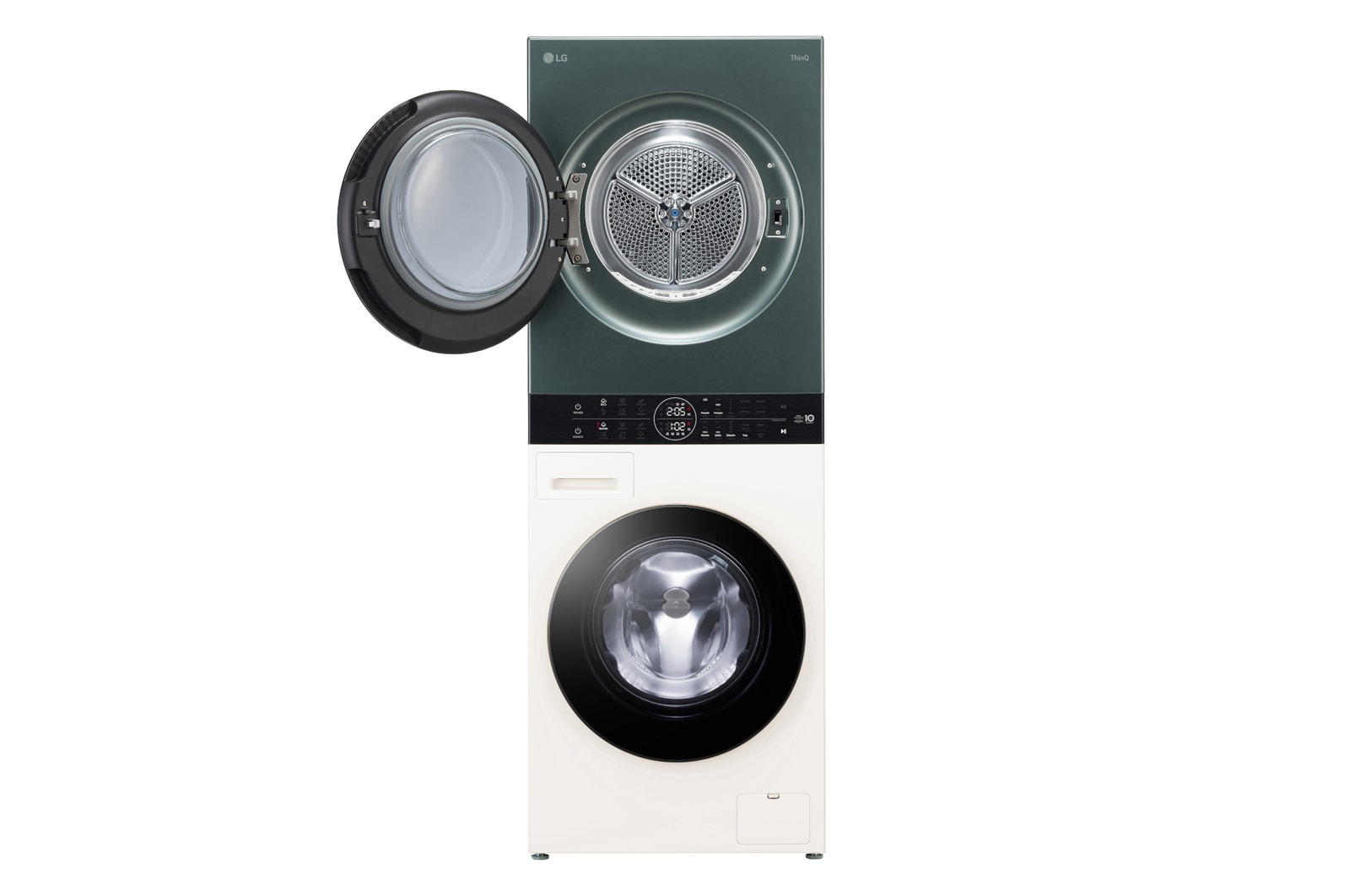 LG WashTower Weiß/Grün (Waschmaschine: EEK A, 12kg, 1350 U./Min.; Trockner: EEK C, 10kg) Waschmaschine & Trockner in einem Gerät I WT1210EGF, WT1210EGF