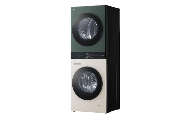 LG WashTower Weiß/Grün (Waschmaschine: EEK A, 12kg, 1350 U./Min.; Trockner: EEK C, 10kg) Waschmaschine & Trockner in einem Gerät I WT1210EGF, WT1210EGF