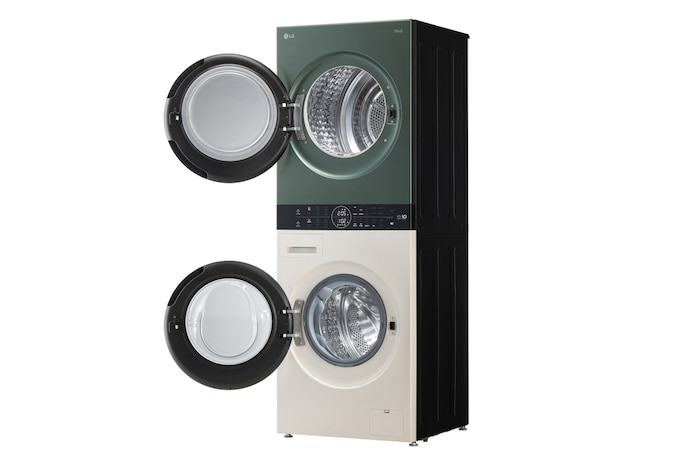 LG WashTower Weiß/Grün (Waschmaschine: EEK A, 12kg, 1350 U./Min.; Trockner: EEK C, 10kg) Waschmaschine & Trockner in einem Gerät I WT1210EGF, WT1210EGF