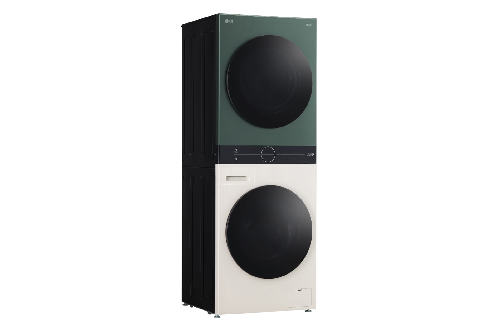 Die Smart Pairing-Funktion des LG WashTower WT1210BBF, die den Trockenzyklus automatisch mit dem Waschzyklus synchronisiert, mit Energieeffizienzklasse A (Waschmaschine).