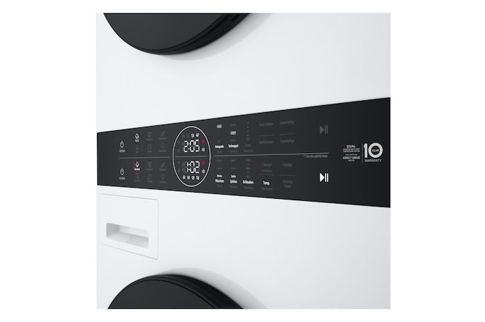 Die Smart Pairing-Funktion des LG WashTower WT1210BBF, die den Trockenzyklus automatisch mit dem Waschzyklus synchronisiert, mit Energieeffizienzklasse A (Waschmaschine).