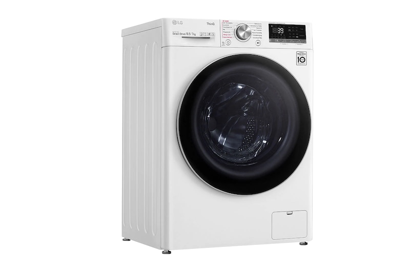 LG Waschtrockner Weiß (E/A, 10,5 kg / 7 kg, 1.360 U./Min.) mit Steam & TurboWash® 360° | V7WD107H2E, V7WD107H2E