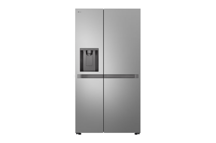 Vorderseite von Side-by-Side mit Eis-, Crushed Ice- und Wasserspender | 638 Liter Kapazität | Festwasseranschluss | Prime Silver | GSLC40PYPE