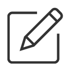 Ein Icon mit einem Stift auf einem quadratischen Papier