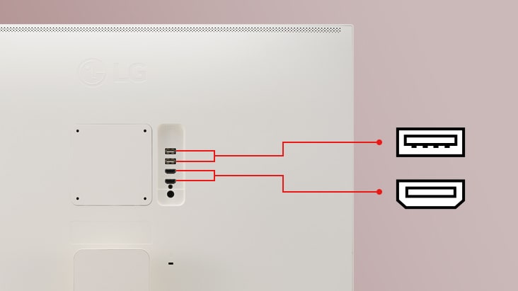 Unser Smart Monitor verfügt über zwei USB- und zwei HDMI-Anschlüsse.