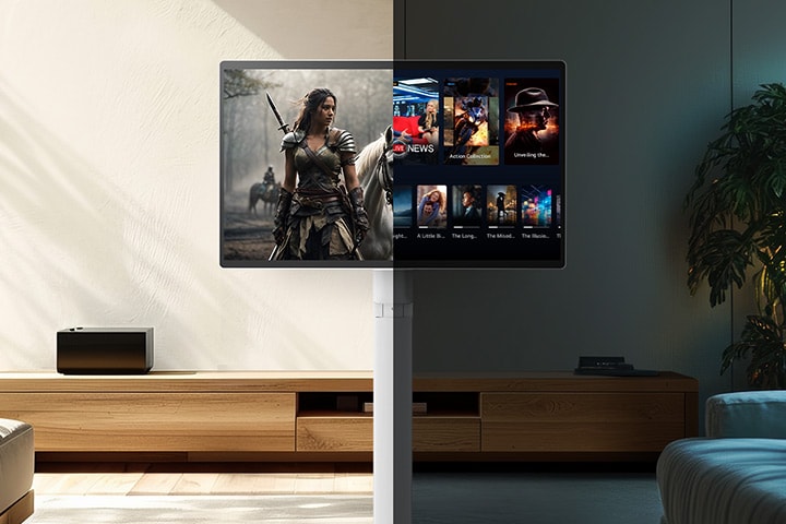 Das linke Bild zeigt die Tagesansicht mit der Helligkeitsanpassungsfunktion, während das rechte Bild die Nachtansicht mit der gleichen Funktion anzeigt.