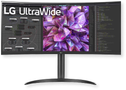 LG UltraWide gebogener Monitor zeigt mehrere Fenster.