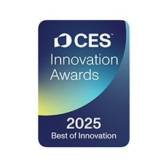 2025 CES Innovation Awards-Logo mit Best of Innovation-Zitat.  	