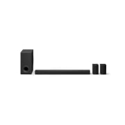 Frontansicht der LG Soundbar DS80TR, Subwoofer und hintere Lautsprecher