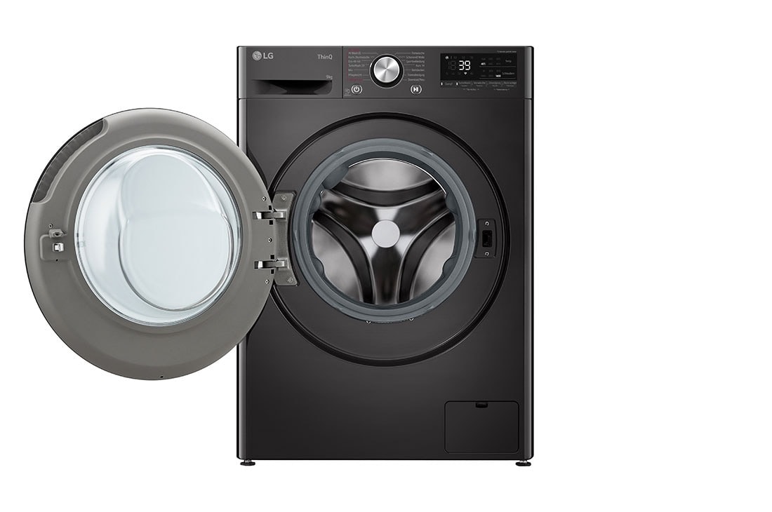 LG Waschmaschine mit 9 kg Kapazität | EKK A | 1400 U./Min. | Platinum Black mit schwarzem Bullaugenring | F4WR709YB, F4WR709YB, F4WR709YB