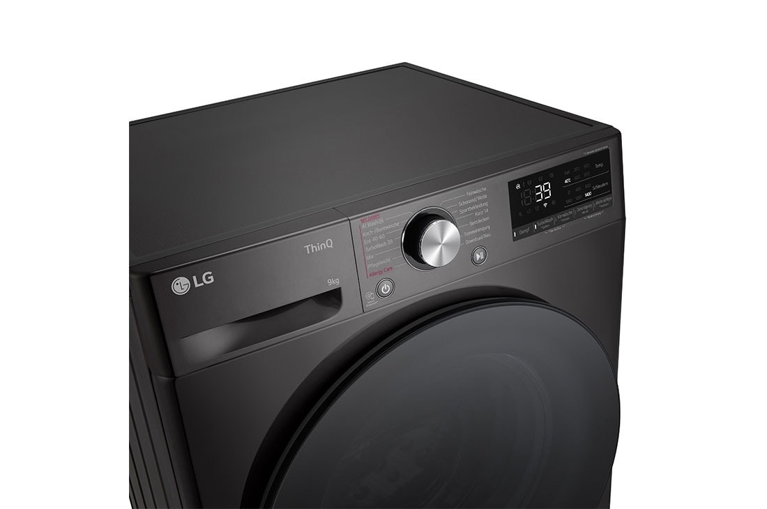 LG Waschmaschine mit 9 kg Kapazität | EKK A | 1400 U./Min. | Platinum Black mit schwarzem Bullaugenring | F4WR709YB, F4WR709YB, F4WR709YB