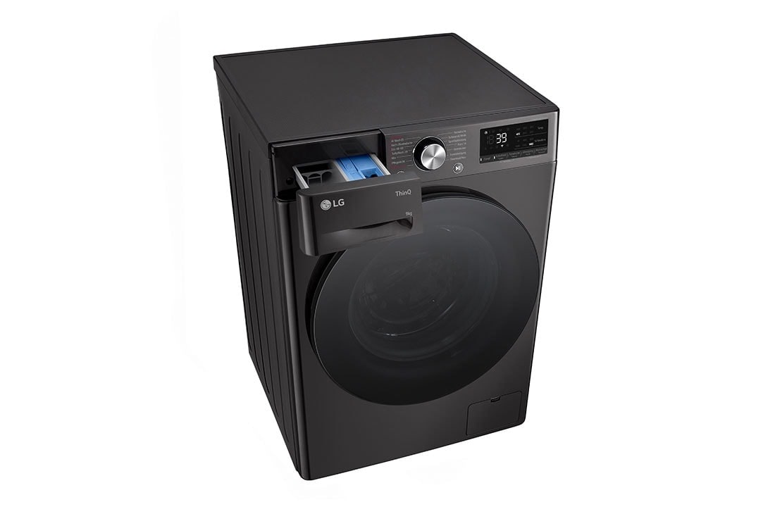 LG Waschmaschine mit 9 kg Kapazität | EKK A | 1400 U./Min. | Platinum Black mit schwarzem Bullaugenring | F4WR709YB, F4WR709YB, F4WR709YB