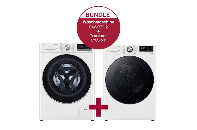 Vorderseite von Waschmaschine (11 kg, 1.400 U./Min.) und Trockner (10 kg) im Set | F4WR7012.V9AYXT F4WR7012.V9AYXT